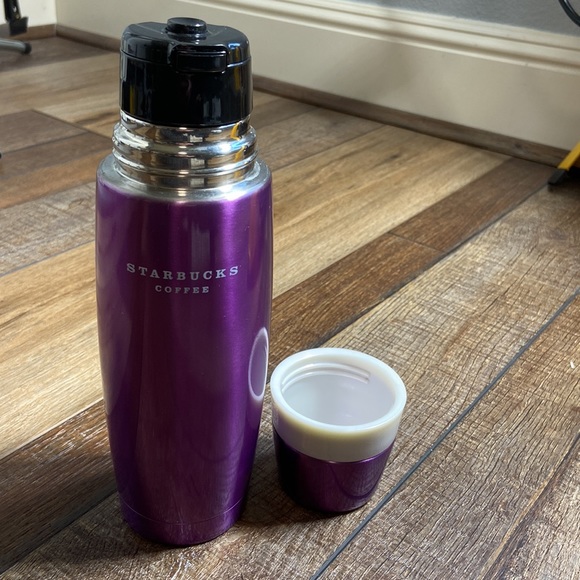 Starbucks 16 ounce Insulated Thermos with Drinking Cup Metallic Purple 2006 - Picture 4 of 16